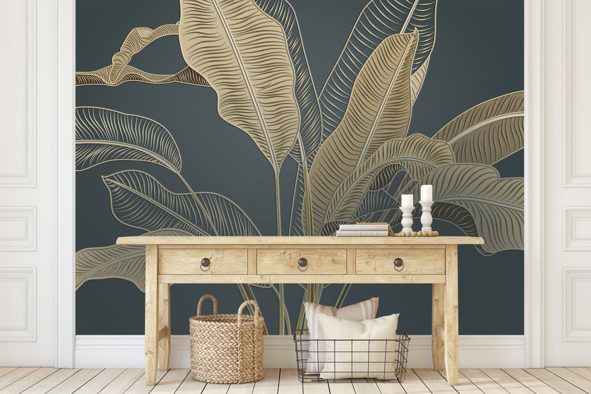 Luxury Banana Leaf Wallpaper Mural for Hallway