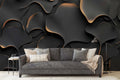 Luxury Black Abstract Waves Wallpaper Mural WM1214630615 for Living Room