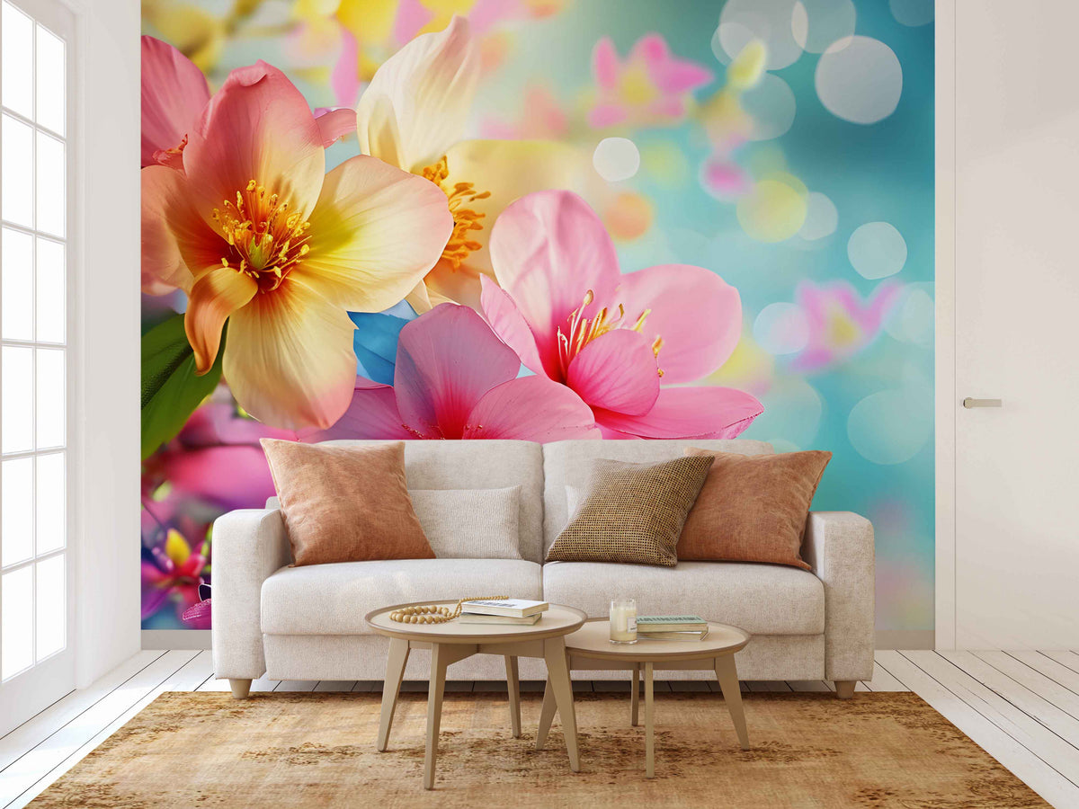 Majestic Spring Bloom Floral Wallpaper Mural for Living Room