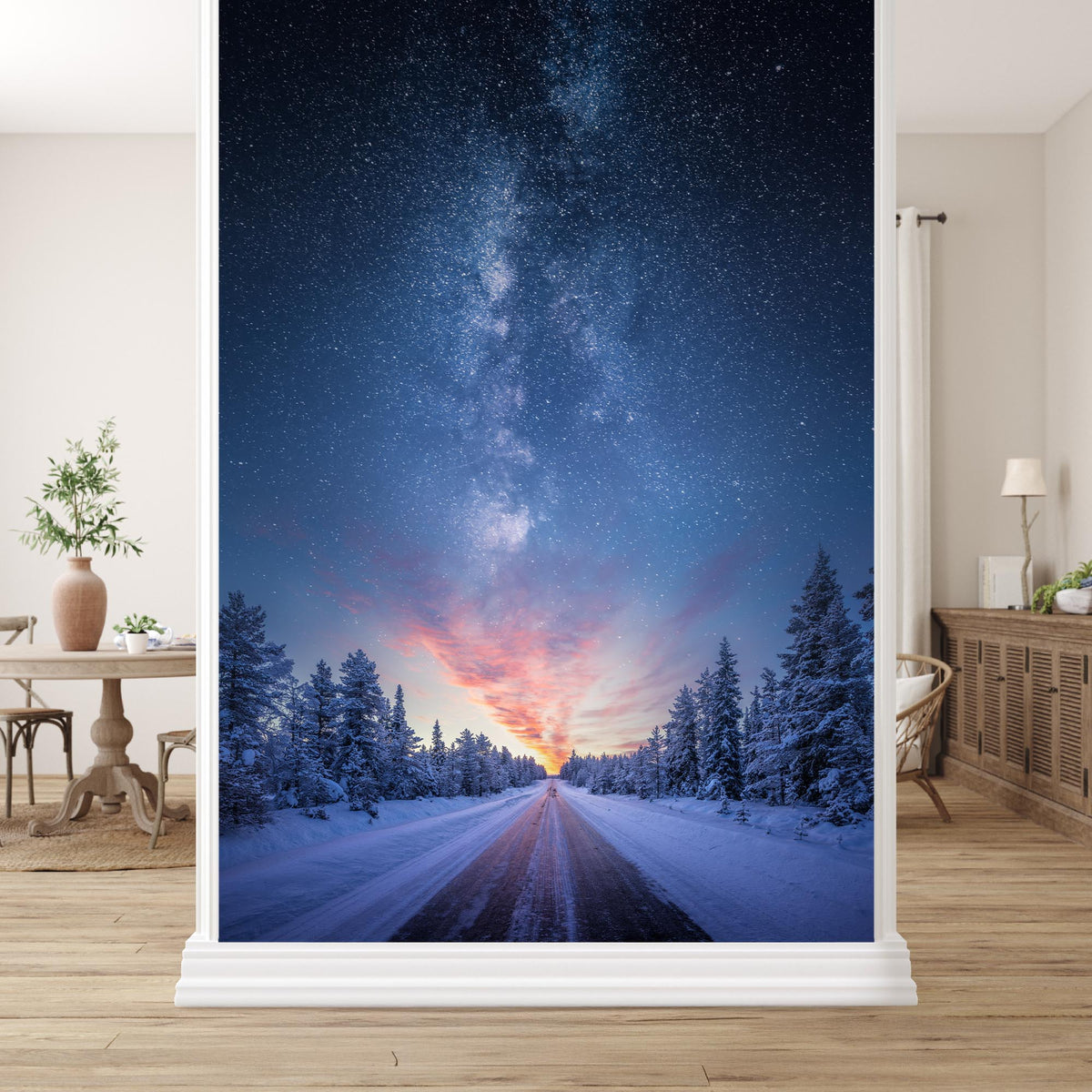 Milky Way and Sunrise Forest Wall Mural for Hallway