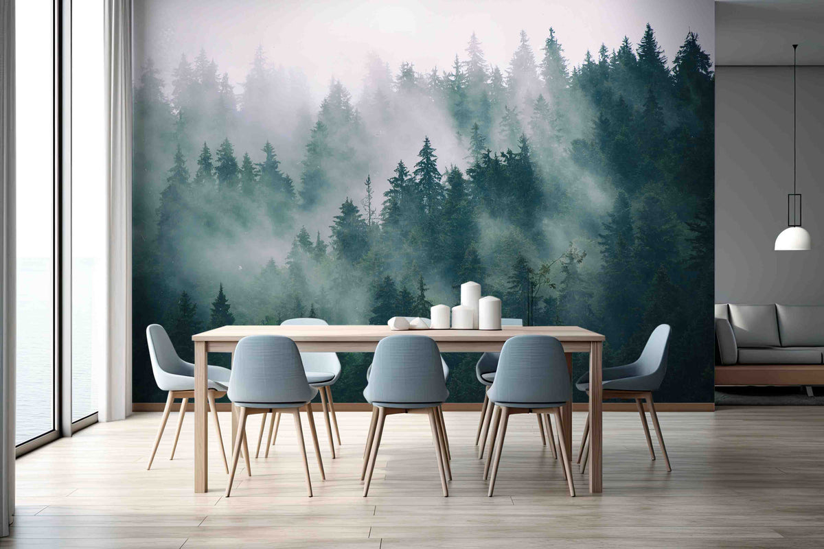 Misty Forest Wallpaper Mural for Dining Area