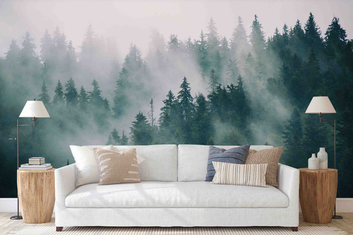 Misty Forest Wallpaper Mural for Living Area