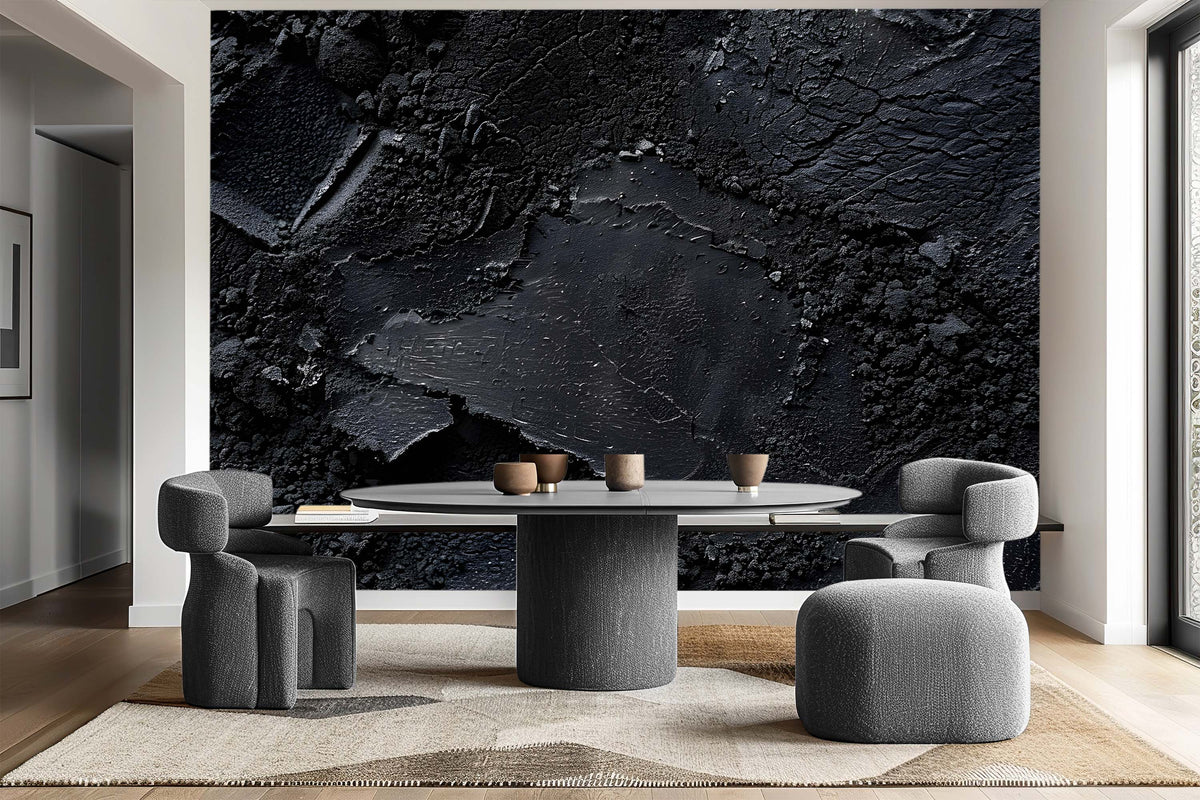 Modern Dark Black Texture Wallpaper Mural for Dining_Area
