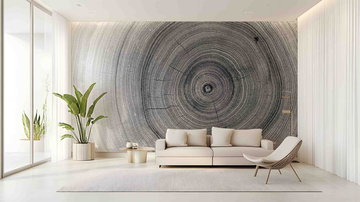 Monochrome Wood Grain Texture Wall Mural for Living Room