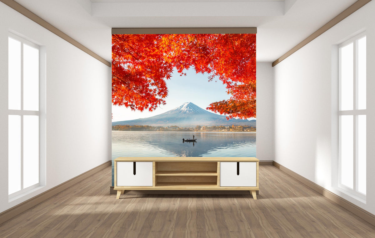 Mount Fuji and Red Maple Wallpaper Mural for Living Room