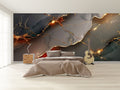 Multicoloured Abstract Marble with Gold Wallpaper Mural for Bedroom