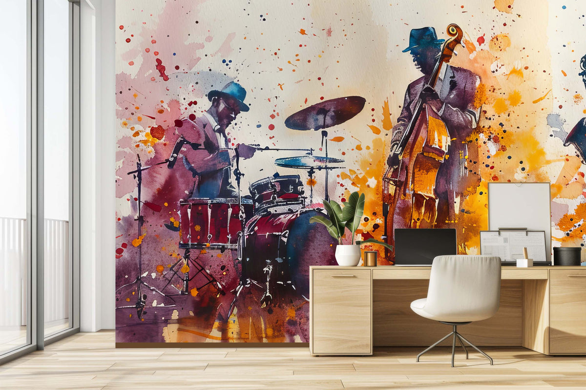 Musicians Art Wallpaper Mural for Home Office