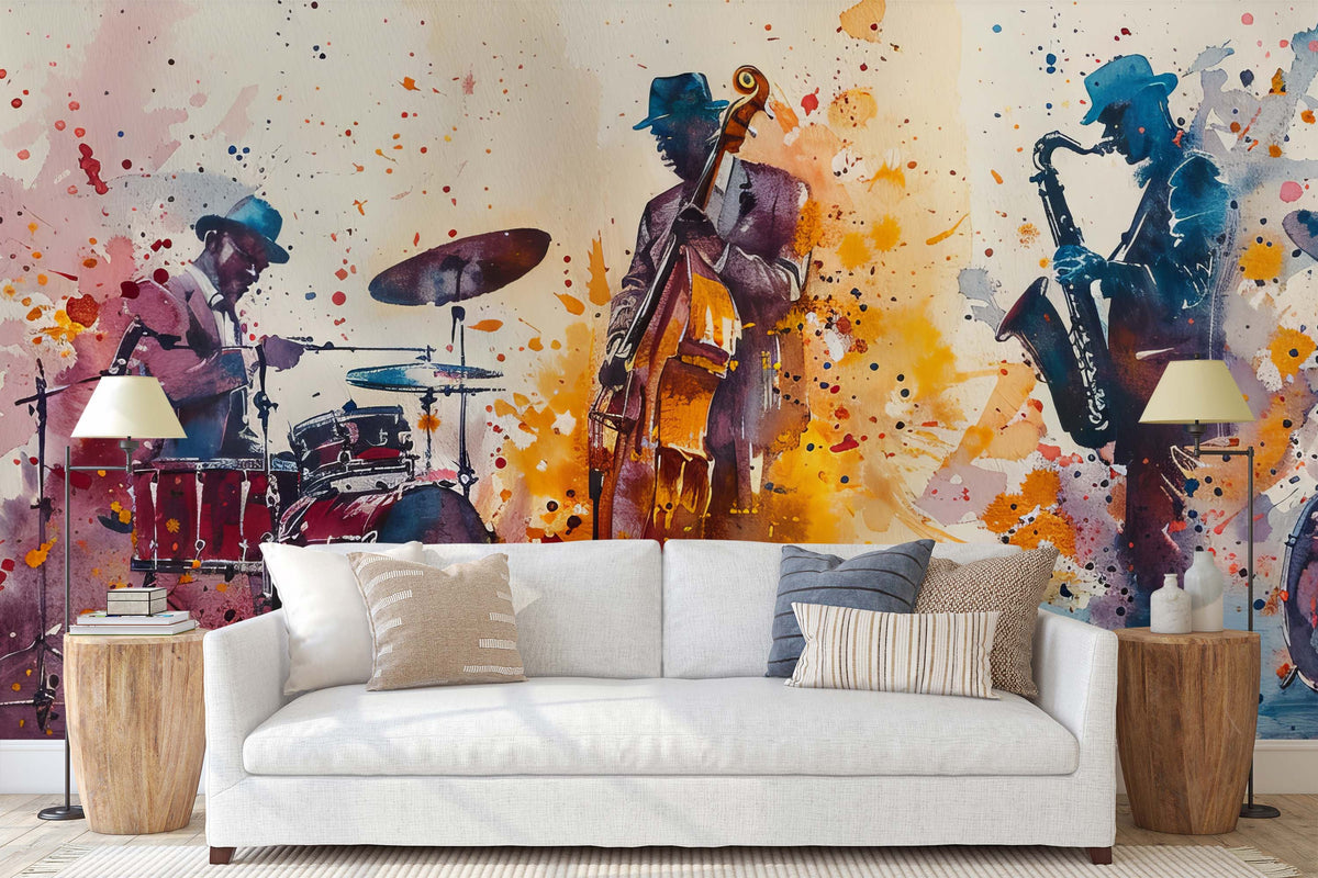 Musicians Art Wallpaper Mural for Living Room