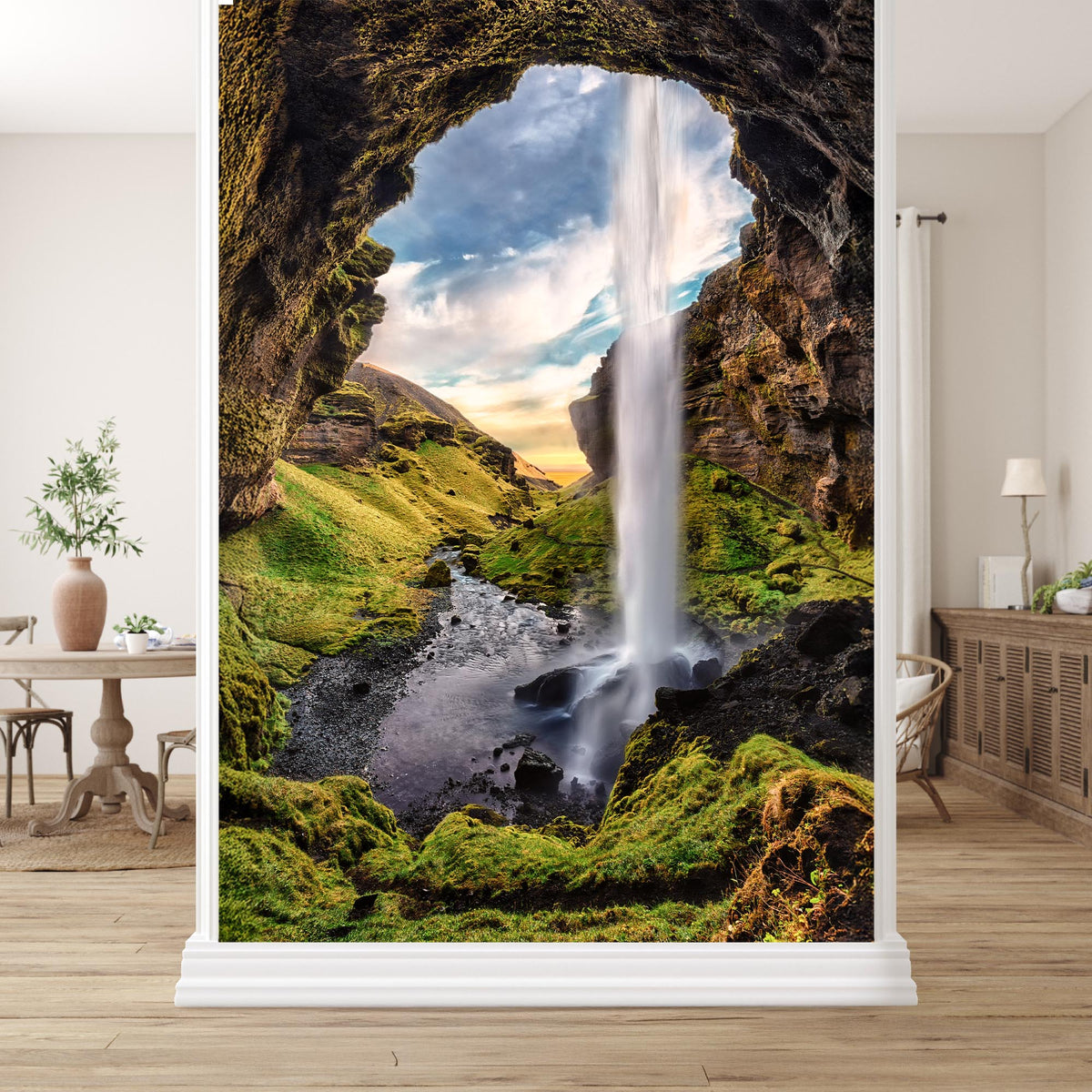 Mystic Falls Iceland Waterfall Wallpaper for Family Area