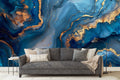 Navy Blue & Gold Fluid Art Wallpaper Mural WM739665847 for Living Room
