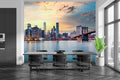 New York Sunset Skyline Wallpaper Mural WM334064485 for Dining Area