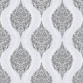 Modern Light Grey and Black Silver Damask Wallpaper - 11231