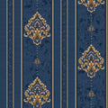 Royal Damask Stripes Wallpaper – Blue / Gold - 11225