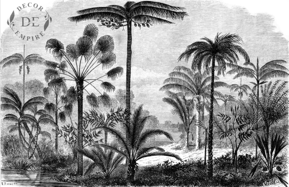 Palm Tree Jungle Monochrome Wallpaper Mural