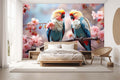 Parrots on Sakura Branch Wallpaper Mural WM642212749 for Bedroom