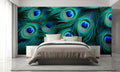 Peacock Feathers Wall Mural for Bedroom
