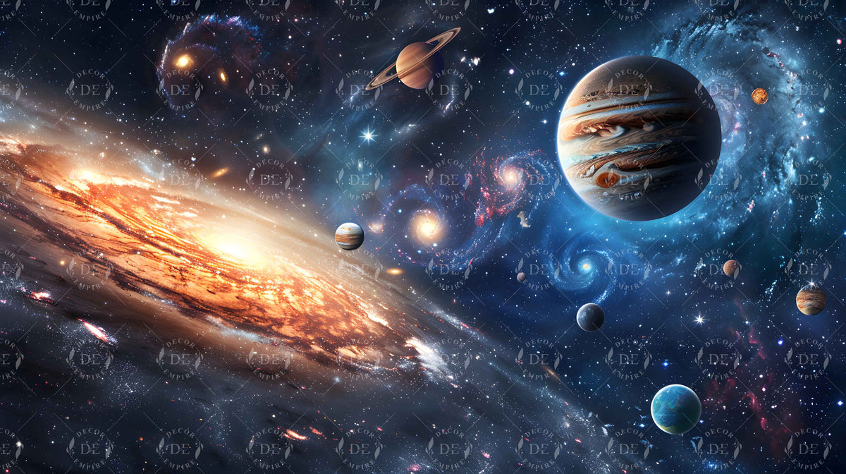 Planets and Spiral Galaxy Wall Mural