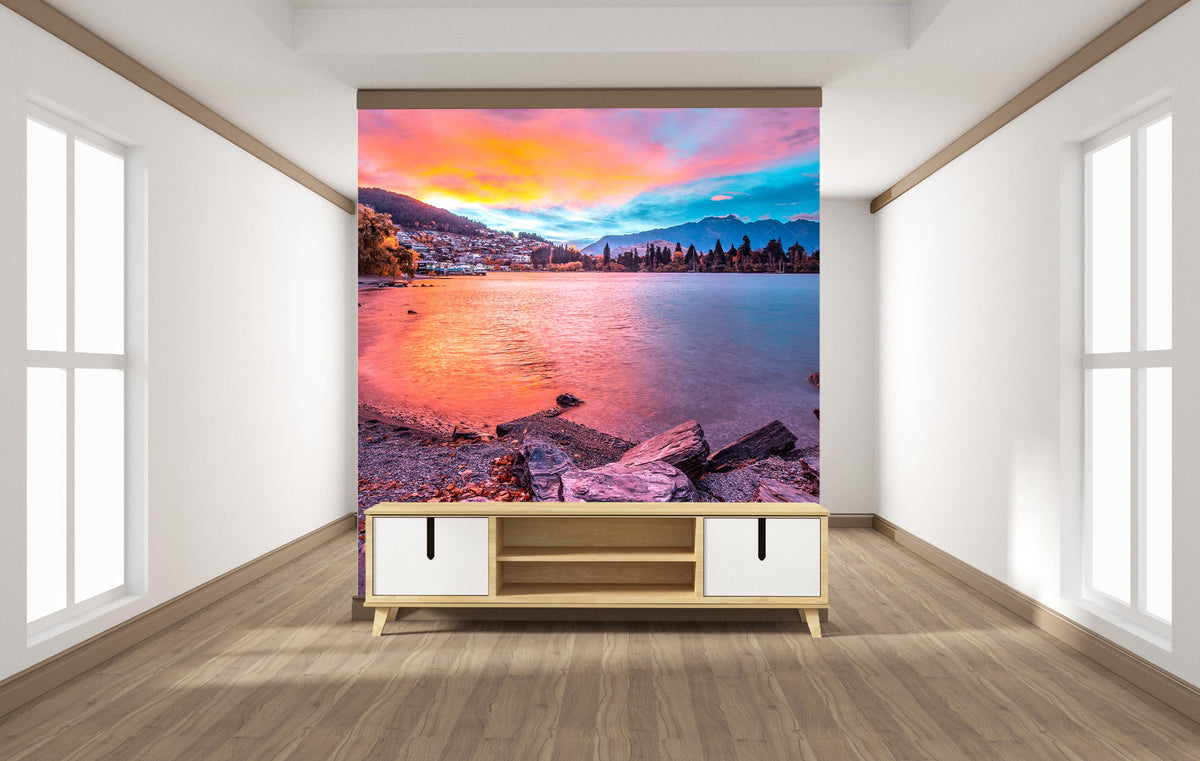 Queenstown Sunrise Scenic Wall Mural for Living Room