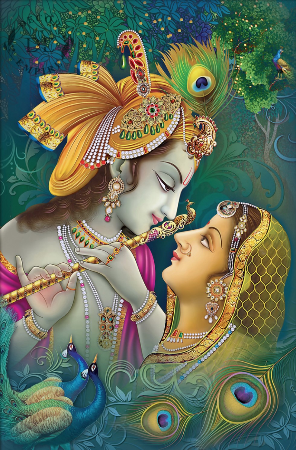 Radha Krishna Colourful Wallpaper Mural