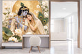 Radha Krishna Lotus Peacock Wall Mural WMWM10000183 for Study Area