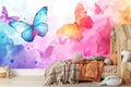 Rainbow Watercolor Butterflies Wall Mural WM812840674 for Bedroom