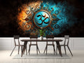 Sacred Om Symbol Blue and Gold Abstract Spiritual Wall Mural - WM571565144 For Dining Area