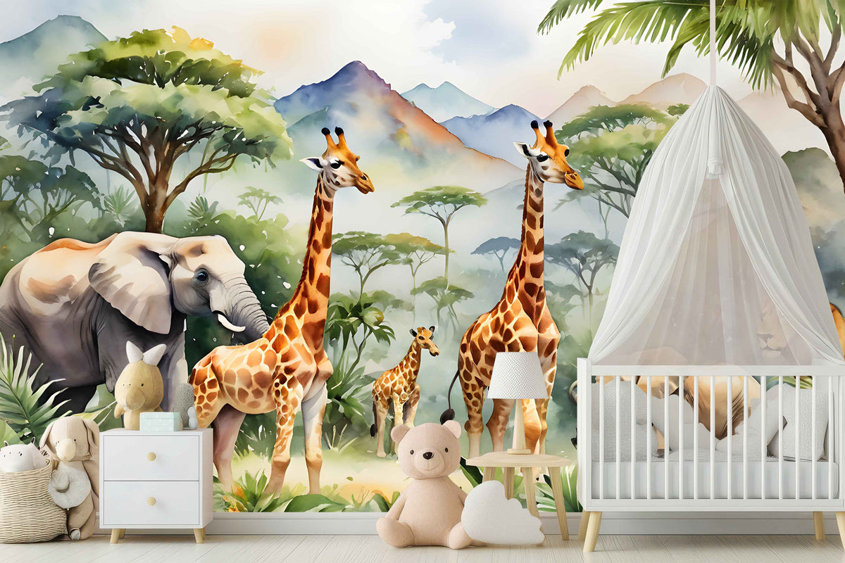 Safari Animals Wallpaper for Nursery