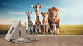 Savanna Gathering - Wild Animals Wallpaper Mural for Kids Area