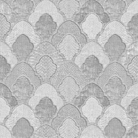 Highly Embossed Geometry Wallpaper – Silver / Grey - 11027