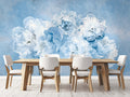Serene Blue Peony Bloom Wallpaper Mural for Dining Area