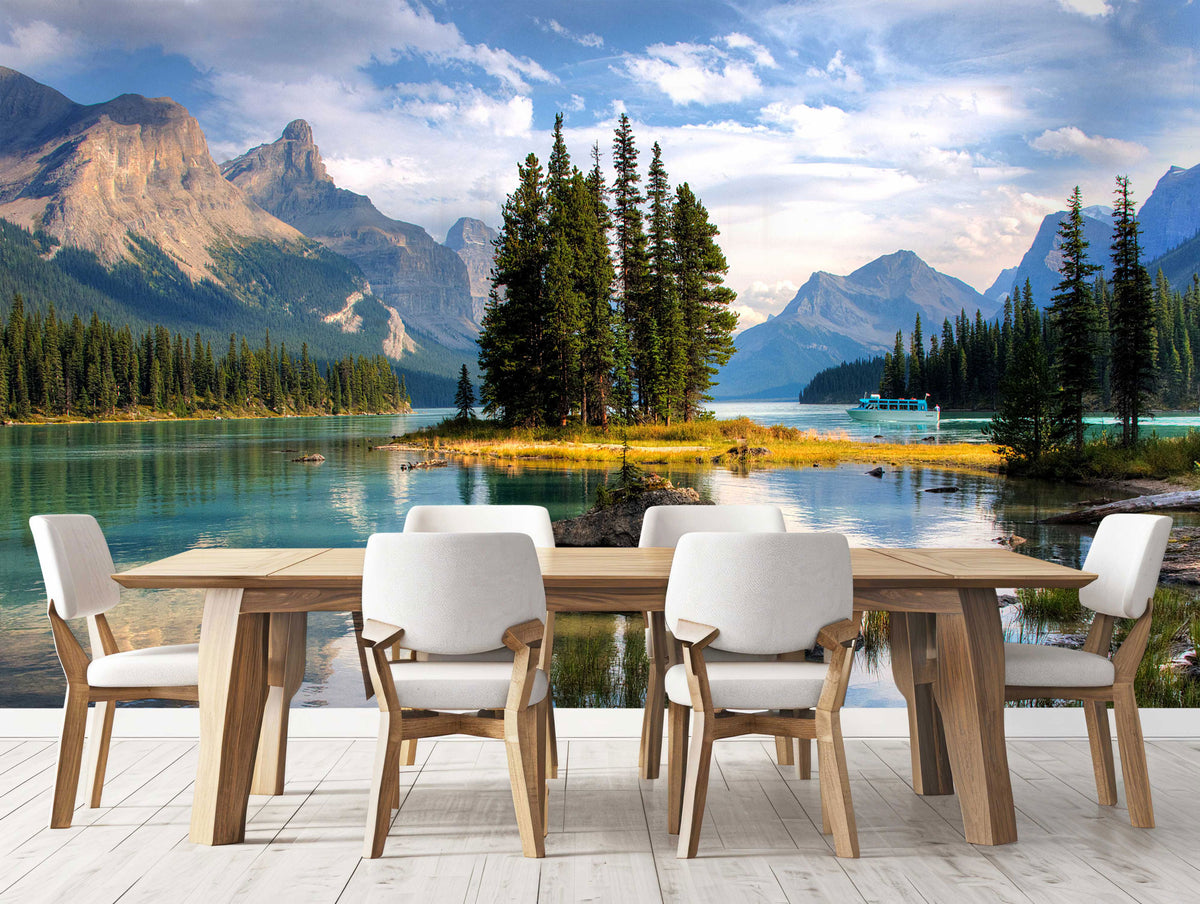 Spirit Island Alberta Canada Wallpaper Mural for Dining Area
