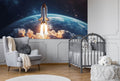Stunning Space Rocket Launch Wall Mural Kids Bedroom