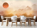Sunrise Landscape with Mountains and Misty Forest Wallpaper Mural for Dining Area