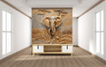 Textured Elephant Safari Wallpaper Mural WM890291286 for Living Room
