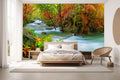 Vibrant Autumn Waterfall Wallpaper Mural for Bedroom