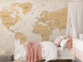 Vintage World Map Wallpaper Mural for Kids Room