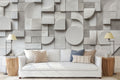 White Geometric Wallpaper Mural WM997799169 for Living Room