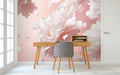 White and Pink Peony Bloom Wallpaper Mural for Study Area