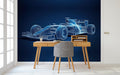 Wireframe Racing Car Wallpaper Mural WM964444619 for Study Area