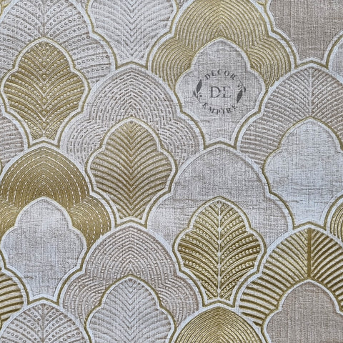 Highly Embossed Geometry Wallpaper – Gold / Light Brown - 11028