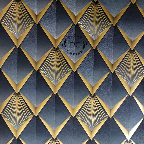 3D Geometry Black and Gold Wallpaper - 11093