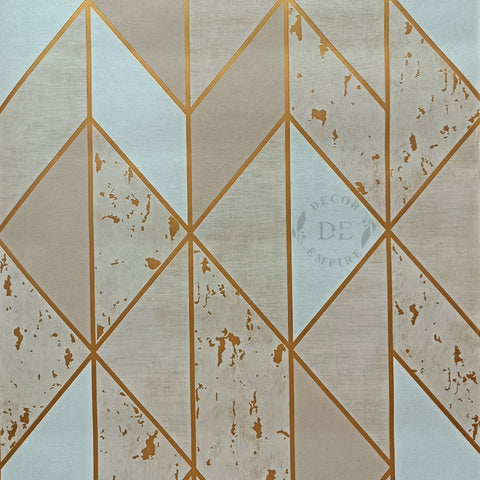 Modern Geometry Wallpaper – Light Brown / White / Gold - 11001