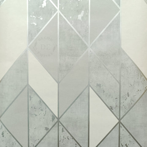 Modern Geometry Wallpaper – Grey / White / Silver - 11010