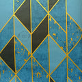 Modern Geometry Wallpaper – Blue / Gold / Black - 11003