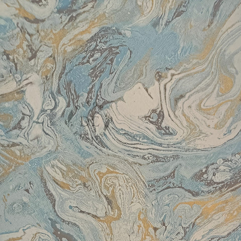 Marble Wallpaper - Light Blue / White / Gold - 11038