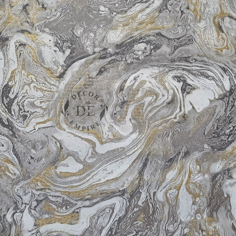 Marble Wallpaper - Brown / White / Gold - 11036