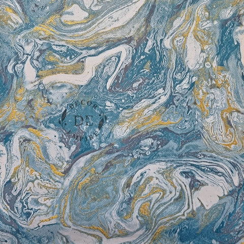 Marble Wallpaper - Teal / White / Gold - 11035