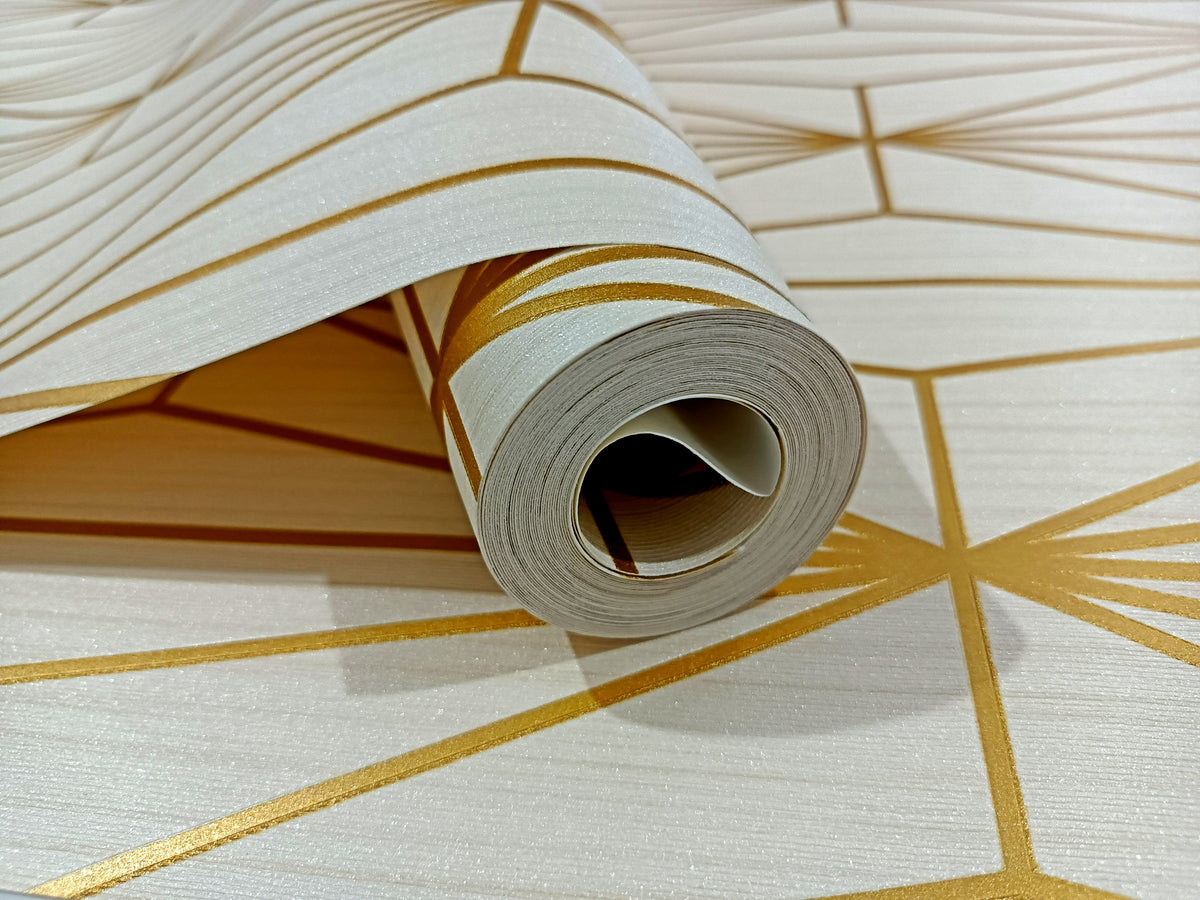 Premium Quality Metallic Gold Geometry Wallpaper