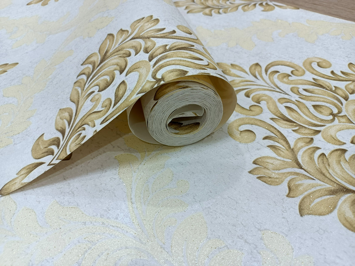 Royal Damask Wallpaper – Gold / Cream - 11175