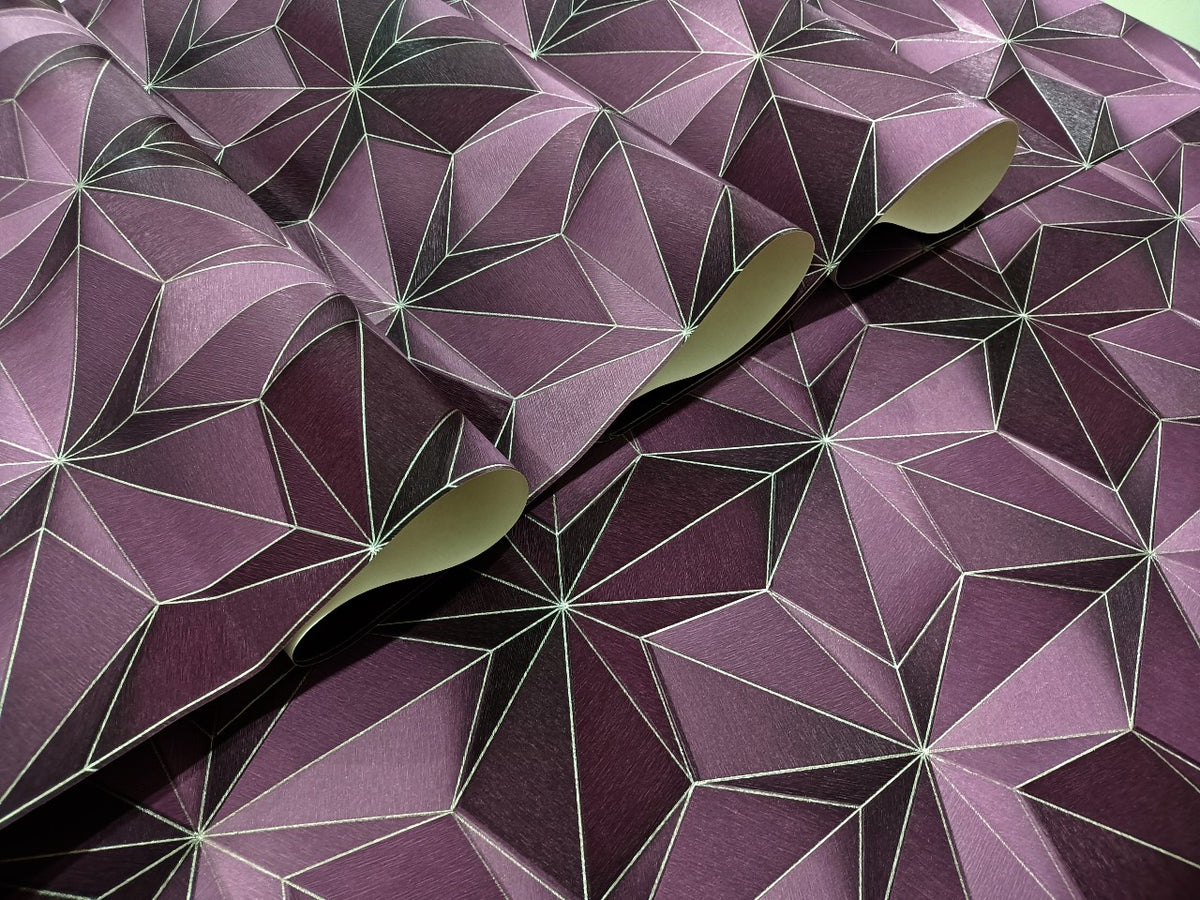 Modern 3D Geometric Purple Wallpaper - 11262